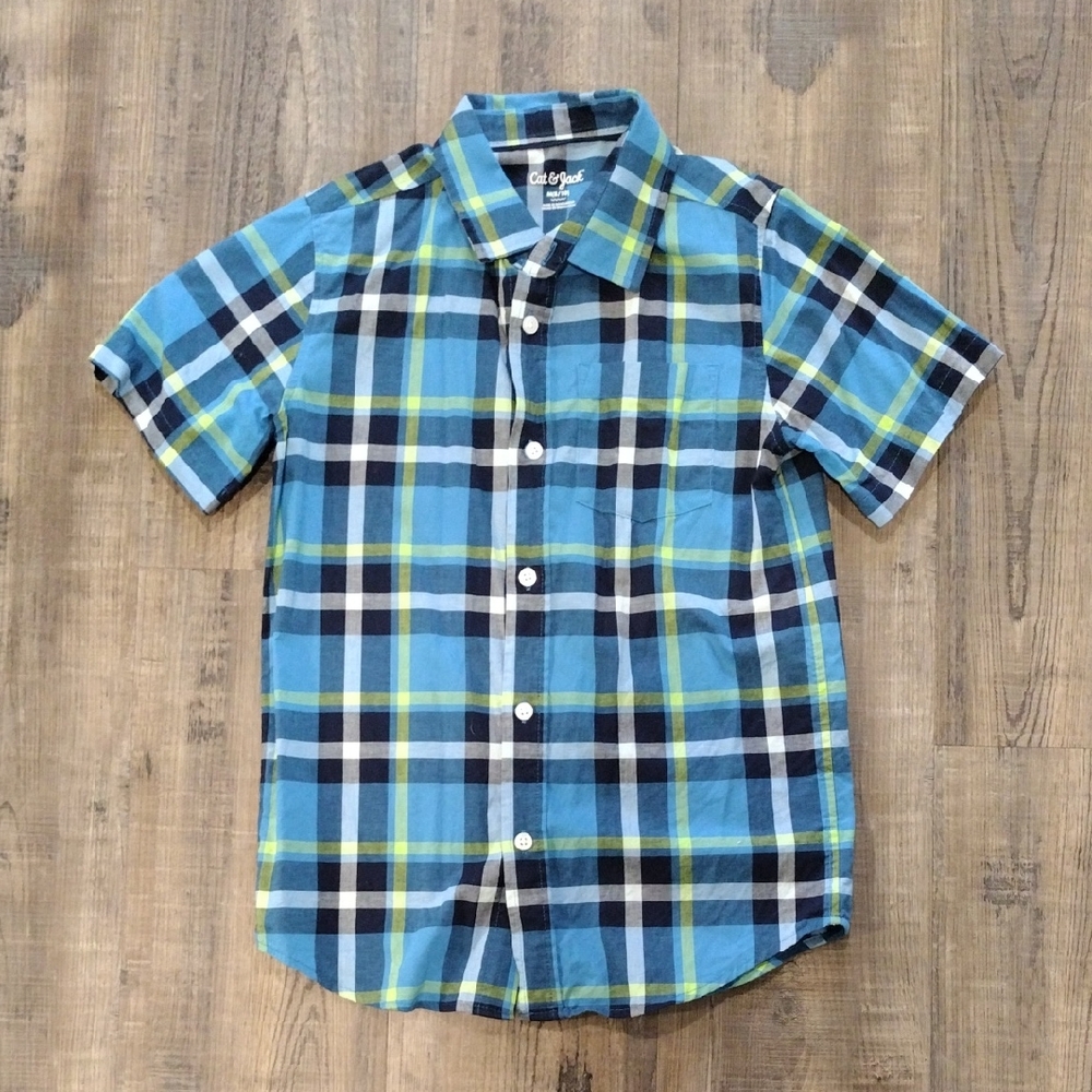 Cat & Jack Blue Plaid Button Down Shirt